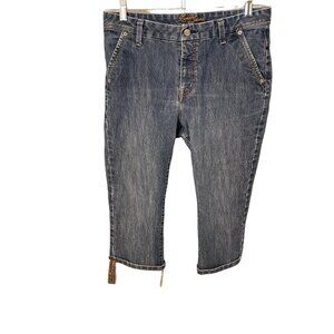 Lena Jeans Mid-Rise Cuffed Cropped Denim Jeans Sz 10